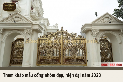 Tham khảo mẫu cổng nhôm đúc đẹp, hiện đại năm 2023
