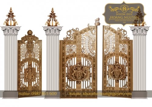 Mẫu cổng nhôm đúc mang biểu tượng cho sức mạnh, quyền uy hoàng gia